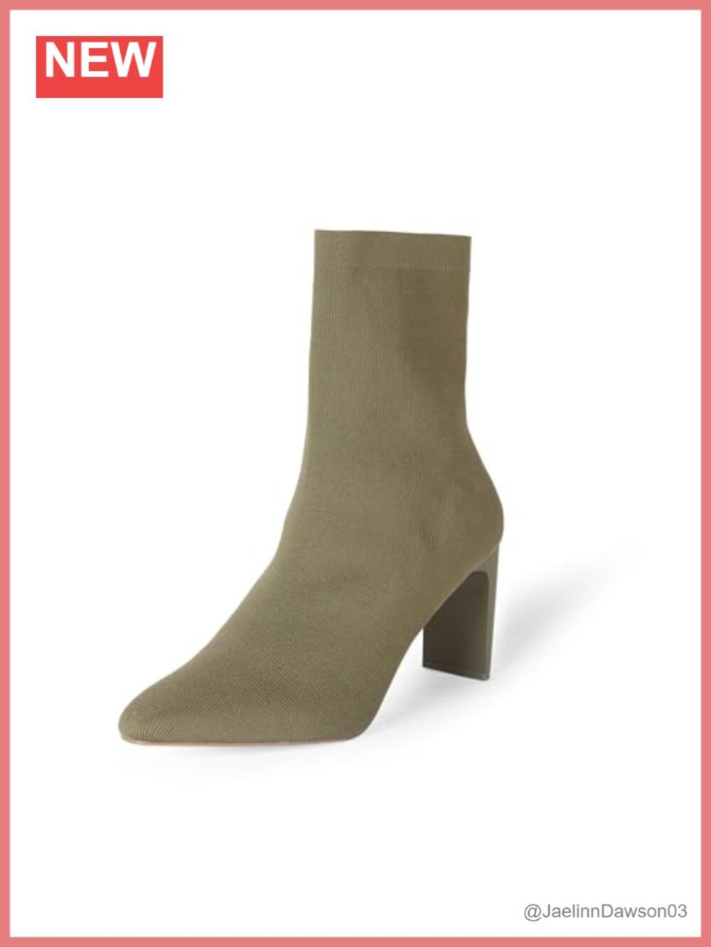 The Drop Women's Jane High Heel Pull-on Sock Boot in Olive Knit